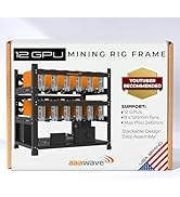 AAAwave 12GPU Mining Rig Frame - The Sluice V2 Steel Open Frame Mining Rig Case, Stackable Chassi...