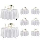 Fitable 8 Pack Round Tablecloths: Stain Resistant Wrinkle Free Circle Table Clothes, Washable Reu...