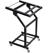 5 Core 9U Professional Audio Rack Mount DJ Mixer Stand Studio Adjustable Table Cart with Wheels R...