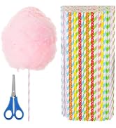 100 PCS Cotton Candy Sticks, Anglecai 13.8 Inch Cotton Candy Cones Random Colorful Cotton Candy S...