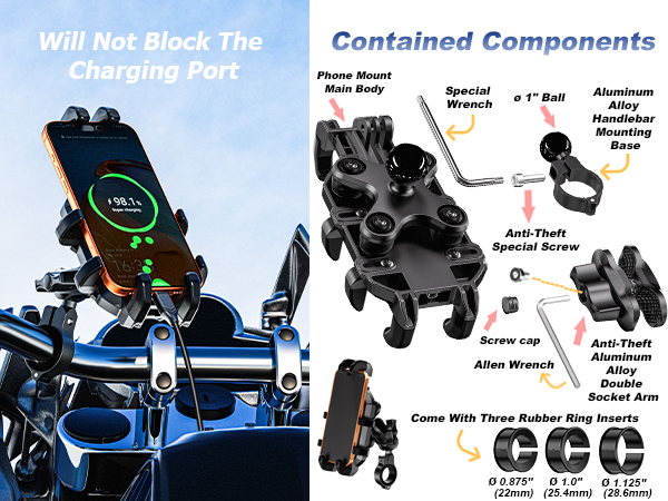 Anti-Theft Motorcycle Phone Mount Holder