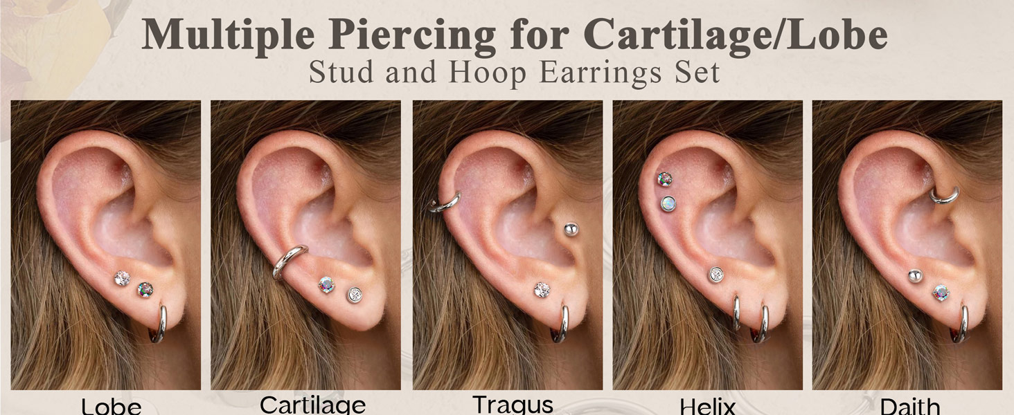 cartilage hoop earring flatback stud earrings earring sets for multiple piercing helix earrings