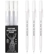 IOMDRWU White Gel Pens, 3 Tip Sizes Pack, Fine 0.5mm/Medium 0.8mm/Bold 1.0mm, White Ink Pen For A...
