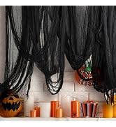 NEBURORA Halloween Creepy Gauze Cloth 85x394inch Large Size Black Scary Spooky Cloth Halloween Pa...