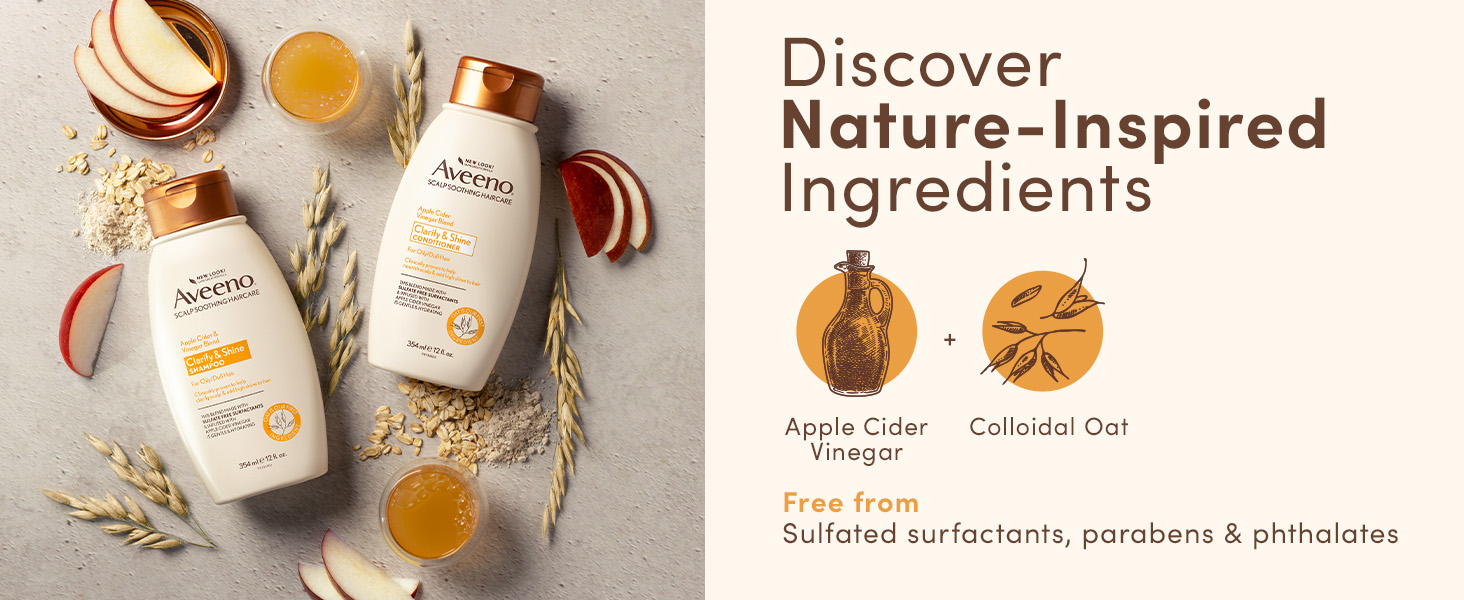 Shampoo &amp; conditioner with nature-inspired ingredients such as apple cider vinegar &amp; colloidal oat