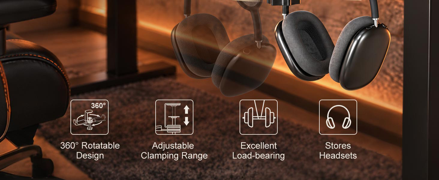 360° Rotatable Design Adjustable Clamping Range Excellent Load-bearing Stores Headsets