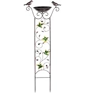 Bird Bath with Trellis for Climbing Plants Outdoor, Free Standing Detachable Garden Bird Feeder B...
