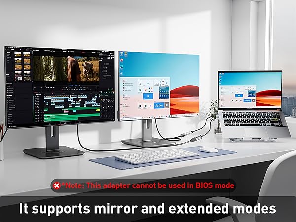 It supports mirror and extended modes