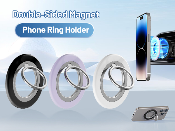 doule-sided magnet phone ring holder, black, white, purpur color