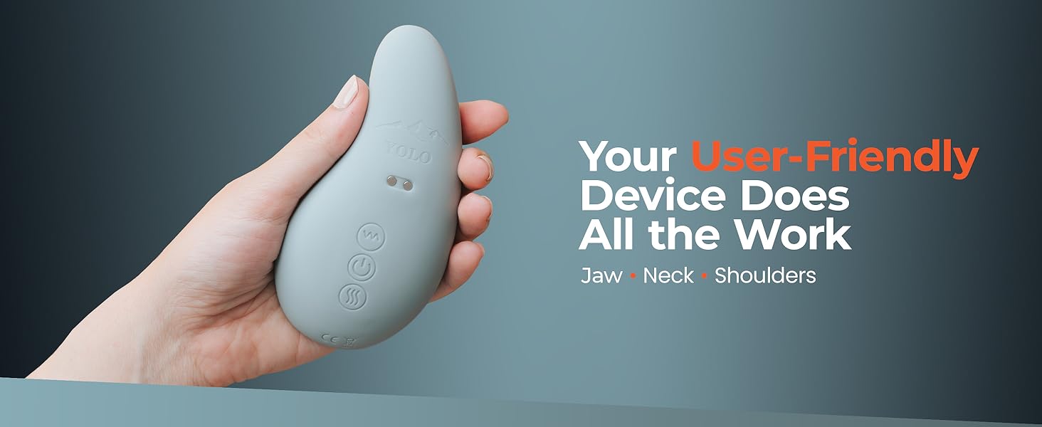 a person holding the migraine relief product in a way that highlights the shape