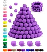180PCS FIVEIZERO Silicone Beads, 12mm Silicone Beads Focal Beads Rubber Round Beads Light Purple ...