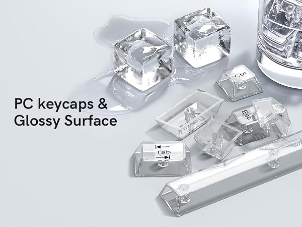 White Clear Keyboard keycaps,Transparent Key caps,Crystal Jelly Keycap Set,Shine Through Key caps