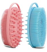 2 Pack Silicone Body Scrubber, Loofah Double-Sided Body Brush,Shower Scrubber and Scalp Massager ...