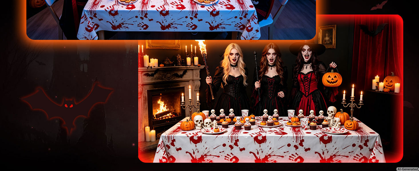 Grabo Bloody Zombie Rectangular Tablecloth,Halloween Party Supplies Decoration