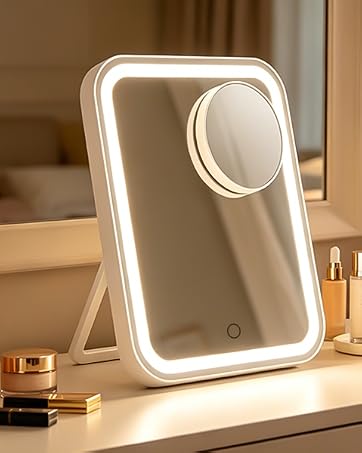 lighted makeup mirror with magnification