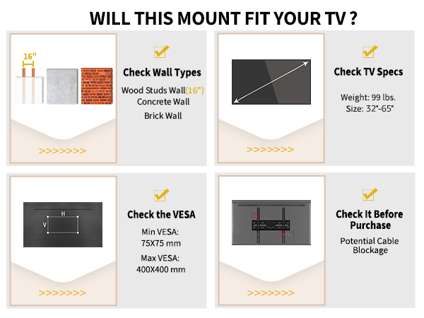 TV Wall Mount for 32-65 Inch TV