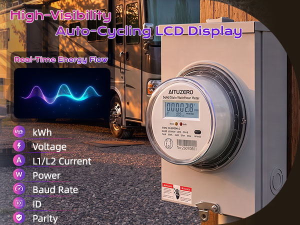 kwh meter submeter ansi 2s plugin bidirectional modbus pulse solidstate rental billing rv garage