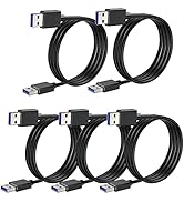 USB to USB Cable 6 Feet 5-Pack, USB 3.0 A to A Male Cord Adapter Double End USB Cord Compatible w...