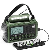 NOAA Emergency Radio with Auto Weather Alerts - 12000mAh Solar Hand Crank Weather Radio, 6 Power ...