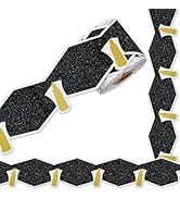 Whaline 65.6Ft Glitter Graduation Bulletin Board Border Black Graduation Cap with Gold Tassel Die...