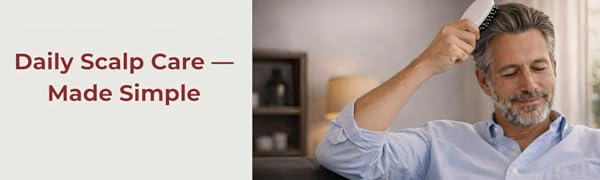Man using DEZALON electric scalp care brush during daily scalp care routine at home