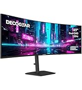 Deco Gear 49” Curved Dual-QHD 5120×1440 Ultrawide Monitor, 120Hz, HDR400, 1ms, FreeSync, USB-C 65...