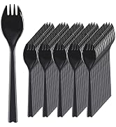 EUSOAR Plastic Spoons, 100pcs 6.3"x1.2" Disposable Long Handle Large Sporks, Heavyweight Serving ...