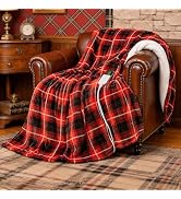 PTQ Red Christmas Electric Heated Blanket 50"x60", Fast Heated Throw with 8 Hours Auto Off/8 Heat...