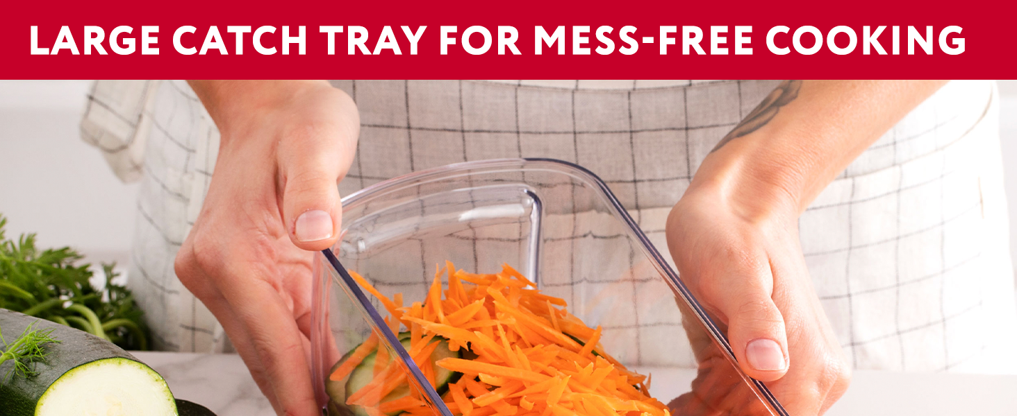 Large catch tray for mess-free Cooking