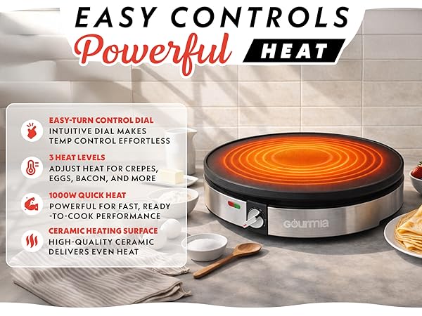 Easy to use Creppe maker heats up evenly for perfect creppes 