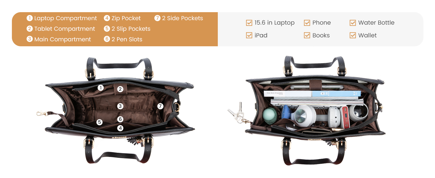 Large Capacity Multiple compartments lovevook laptop bag for women