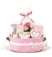 Empty Woven Gift Basket with Handles, 14"x10"x5.5" Mothers Day Gift Basket, Storage Wicker Basket...