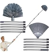 2 Pack 20+ Feet High Reach Duster Kit - High Ceiling Duster and Cobweb Duster with with 3-14 ft S...