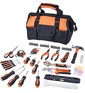 KOOPOOL 220-Piece Home Tool Set, Household Repairing Tool Kit, with 12-Inch Wide Mouth Open Stora...