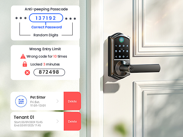 keyless door lock with handle