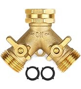 Garden Hose Splitter 2 Way Heavy Duty, Brass Faucet Adapter With Long Handle For Gardening Water ...