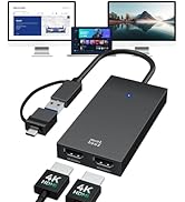 Minthouz 4K HDMI Splitter for Dual Monitors, DisplayLink Certified Dual Monitor Splitter, USB 3.1...