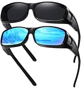 GEGURI Fit Over Glasses Polarized Sunglasses for Men &amp; Women, Stylish Wrap Around Design Sun Glas...