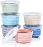 Selamica Ramekins with Lids 8 oz, Creme Brulee Ramekins Oven Safe, Souffle Dishes Porcelain Custa...
