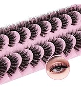 False Eyelashes Wispy Mink Lashes 18mm Strip Lashes Natural Look Fake Eyelashes Curly Soft Cat Ey...