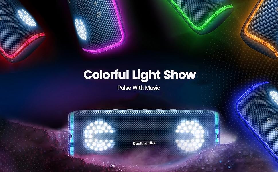 Examples of different RGB light colors on the speaker