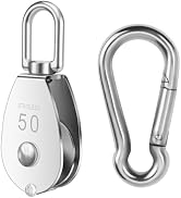 Oualhoo 1 PCS 304 Stainless Steel M50 Silver Single Pulley Block Wire Rope Hanging Wire Towing Wh...