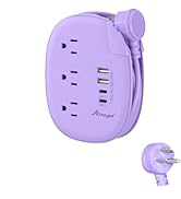 Alitayee Purple Travel Power Strip with 4 USB Ports(2 USB C) 3 Outlets, 3ft Purple Extension Cord...