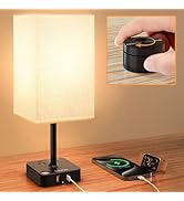 COZOO Bedside Table Lamp with Remote Operation Control,Dimmable Table Desk Lamp with USB C+A Char...