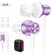 USB C Headphone for Samsung S24, Jiunai Type C Wired Earbuds with Mic In Ear Magnetic Noise Isola...