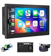 Haudio 7" Double Din Car Stereo with Wireless Apple CarPlay/Android Auto, HD Touchscreen Car Radi...
