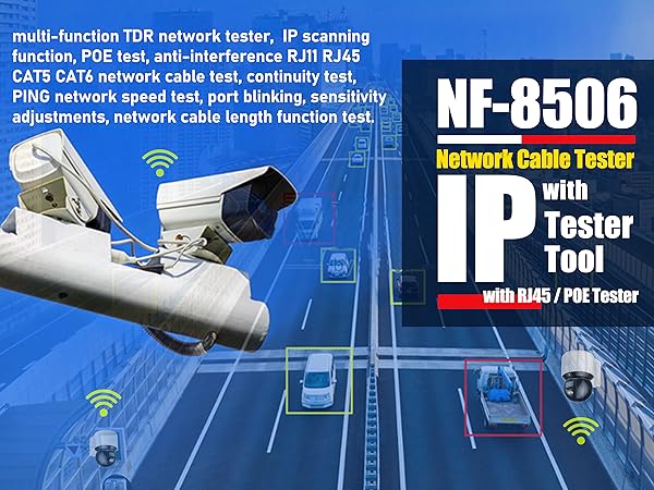 NOYAFA NF-8506 Network Cable Tester with IP Scanne Network Rate Test,/NCV POE/Ping/TDR CAT5 CAT6