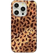 Reezaddin Brown Glitter Cheetah Leopard Print Phone Case for iPhone 16 6.1(in),Retro Aesthetic Co...