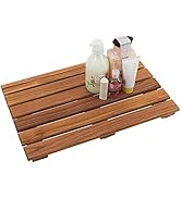 VaeFae Teak Shower Mat, Non-Slip Bath Mat, Luxury Spa Mat, Wooden Mat for Bathtub, 20 x 13 in