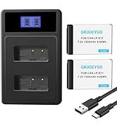 GKUGEYGO 2-Pack LP-E17 Battery and Dual USB Charger Compatible with Canon EOS R100 R50 RP R10 R8,...